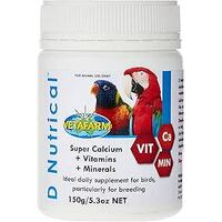 Vetafarm D Nutrical Bird Calcium Vitamins Mineral Supplement 150g