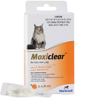 Moxiclear Fleas & Worms Treatment for Cats Over 4kg Orange 6 Pack 