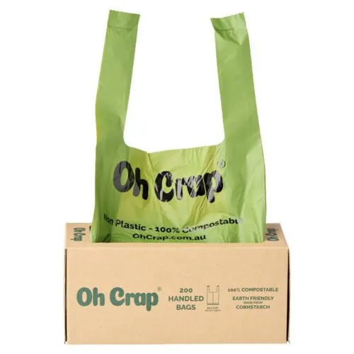 Oh Crap Compostable Handled Dog Poop Bags - 200 Bags