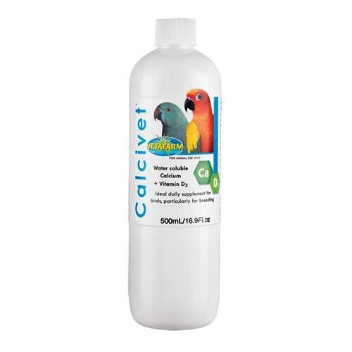 Vetafarm Calcivet Calcium Vitamin D3 Pet Bird Supplement 500ml  