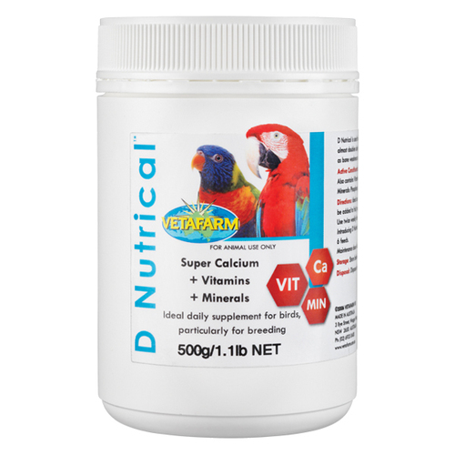 Vetafarm D Nutrical Bird Calcium Vitamins Mineral Supplement 500g