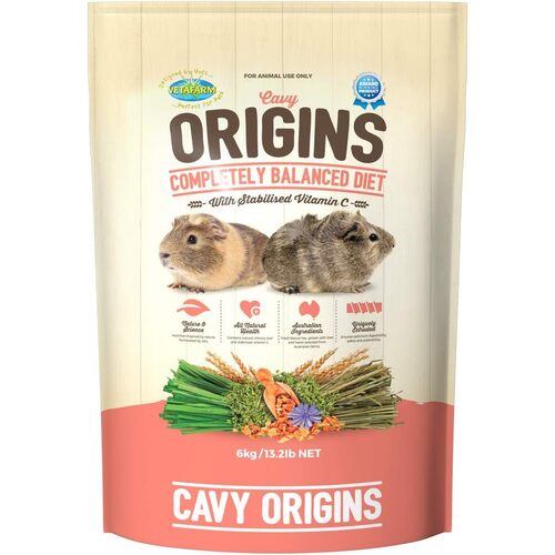 Vetafarm Origins Cavy Diet for Pet & Breeder Guinea Pig 6Kg  