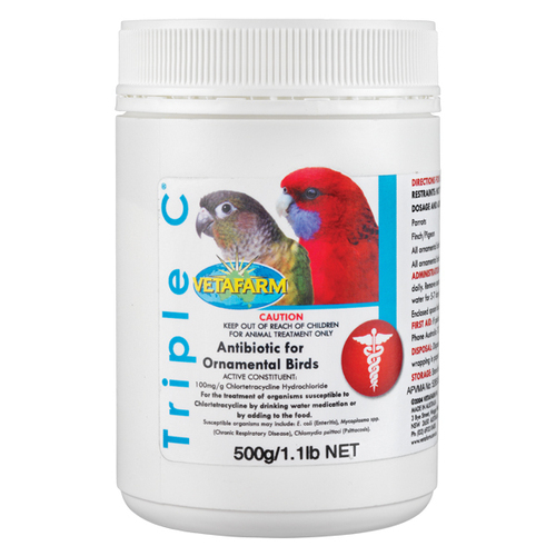 Vetafarm Triple C Broad Spectrum Antibiotic for Ornamental Birds 500g  