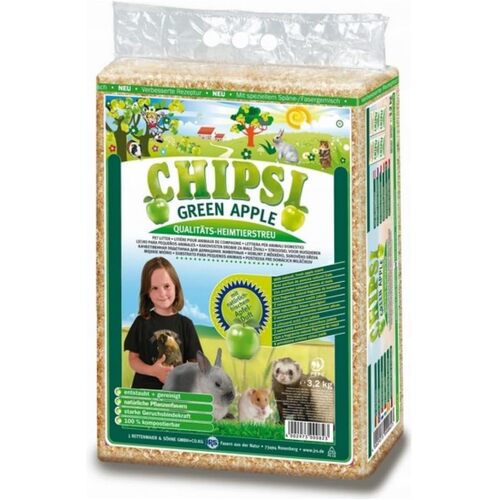 Chipsi Green Apple Organic Bedding Litter Shavings for Small Animals 60Ltr 3.2Kg  