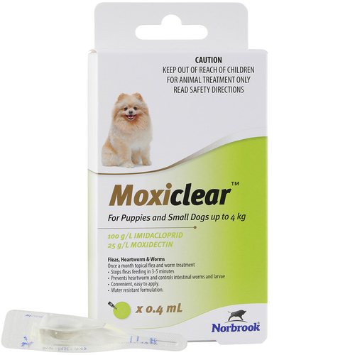 Moxiclear Fleas & Worms Treatment for Puppies & Small Dog Up to 4kg 3 Pack